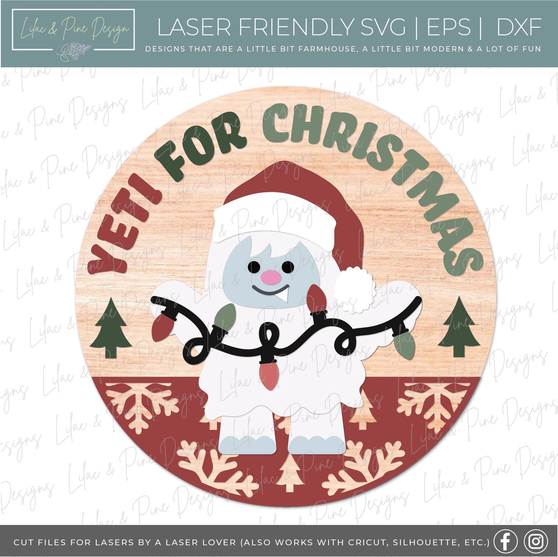 Christmas Door Hanger bundle SVG, Holiday welcome signs, Yeti Christmas SVG, Gingerbread Sign, Santa SVG, Glowforge Svg, laser cut file