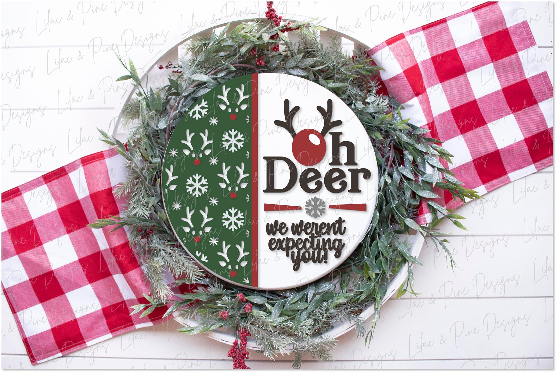 Christmas sign SVG, Oh Deer door hanger SVG, Reindeer welcome sign, Holiday decor SVG, funny Christmas sign, Glowforge Svg, laser cut file