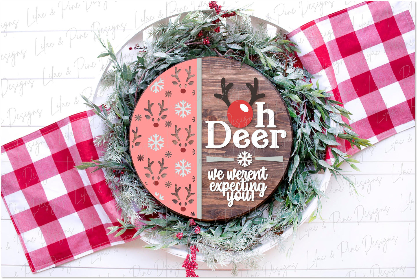 Christmas sign SVG, Oh Deer door hanger SVG, Reindeer welcome sign, Holiday decor SVG, funny Christmas sign, Glowforge Svg, laser cut file