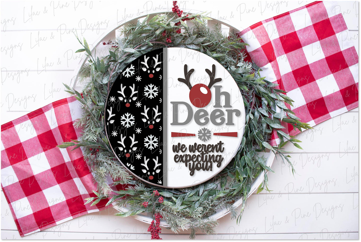 Christmas sign SVG, Oh Deer door hanger SVG, Reindeer welcome sign, Holiday decor SVG, funny Christmas sign, Glowforge Svg, laser cut file