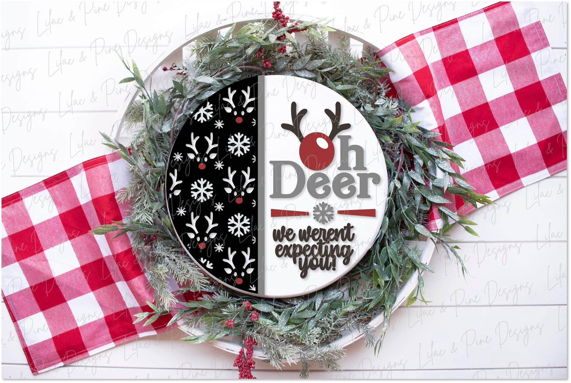 Christmas sign SVG, Oh Deer door hanger SVG, Reindeer welcome sign, Holiday decor SVG, funny Christmas sign, Glowforge Svg, laser cut file