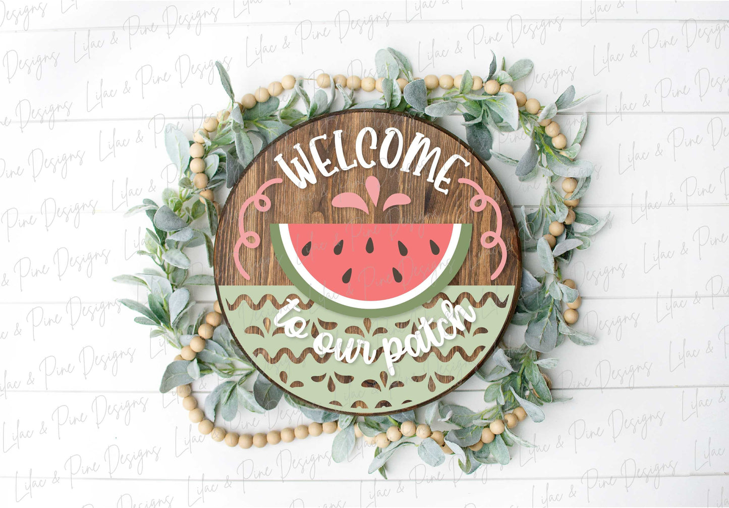 Summer Watermelon door hanger, Welcome to our Patch SVG, cute summer laser design, Watermelon porch decor, Glowforge SVG, laser cut file