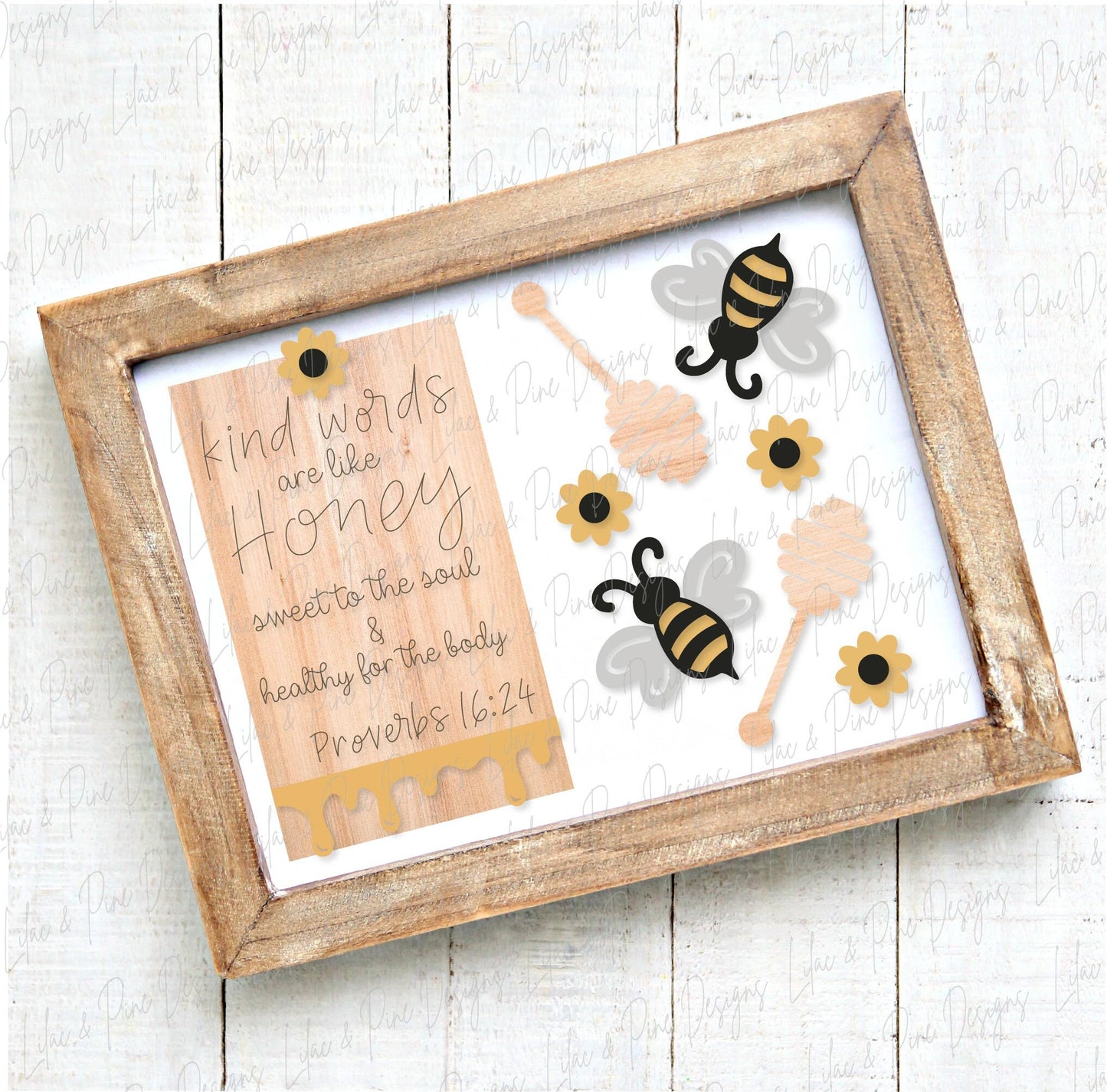 Kind Words are like Honey sign, Honey bee SVG, cute bee laser design, Christian summer home decor, Glowforge SVG, laser cut file