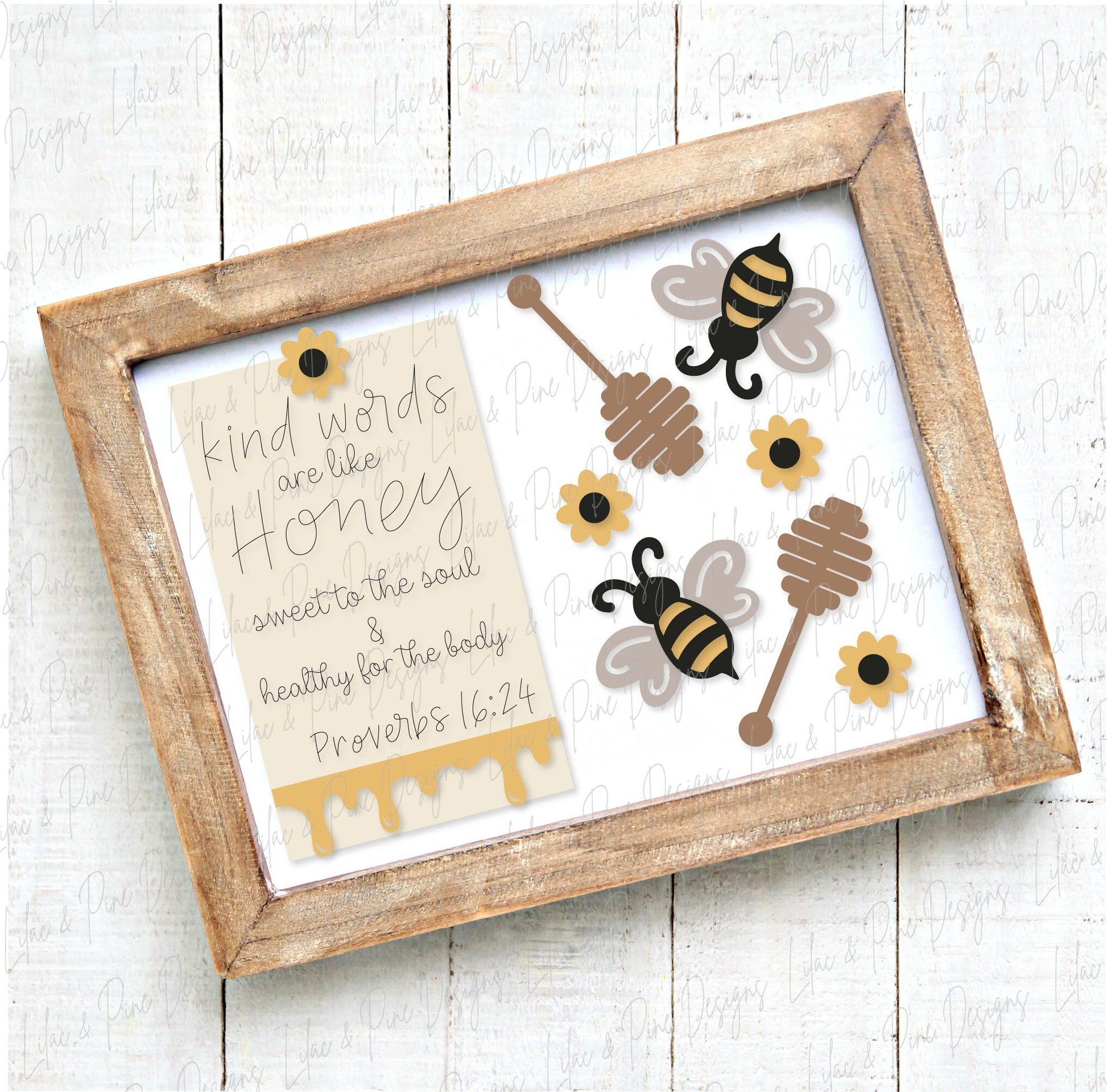 Kind Words are like Honey sign, Honey bee SVG, cute bee laser design, Christian summer home decor, Glowforge SVG, laser cut file