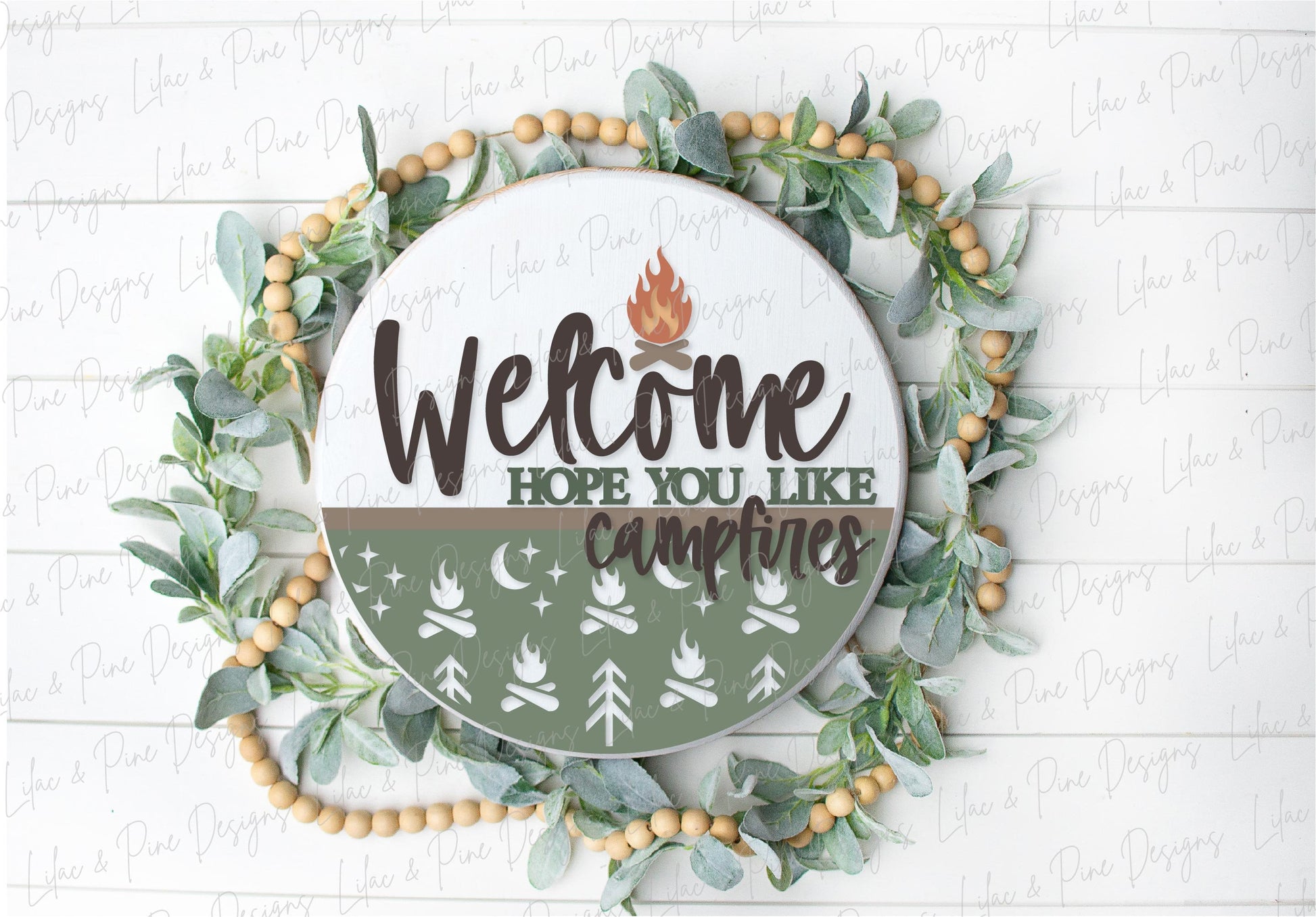 Summer Camping door hanger, Campground welcome sign SVG, campfire laser design, Cabin decor, lake house sign, Glowforge SVG, laser cut file