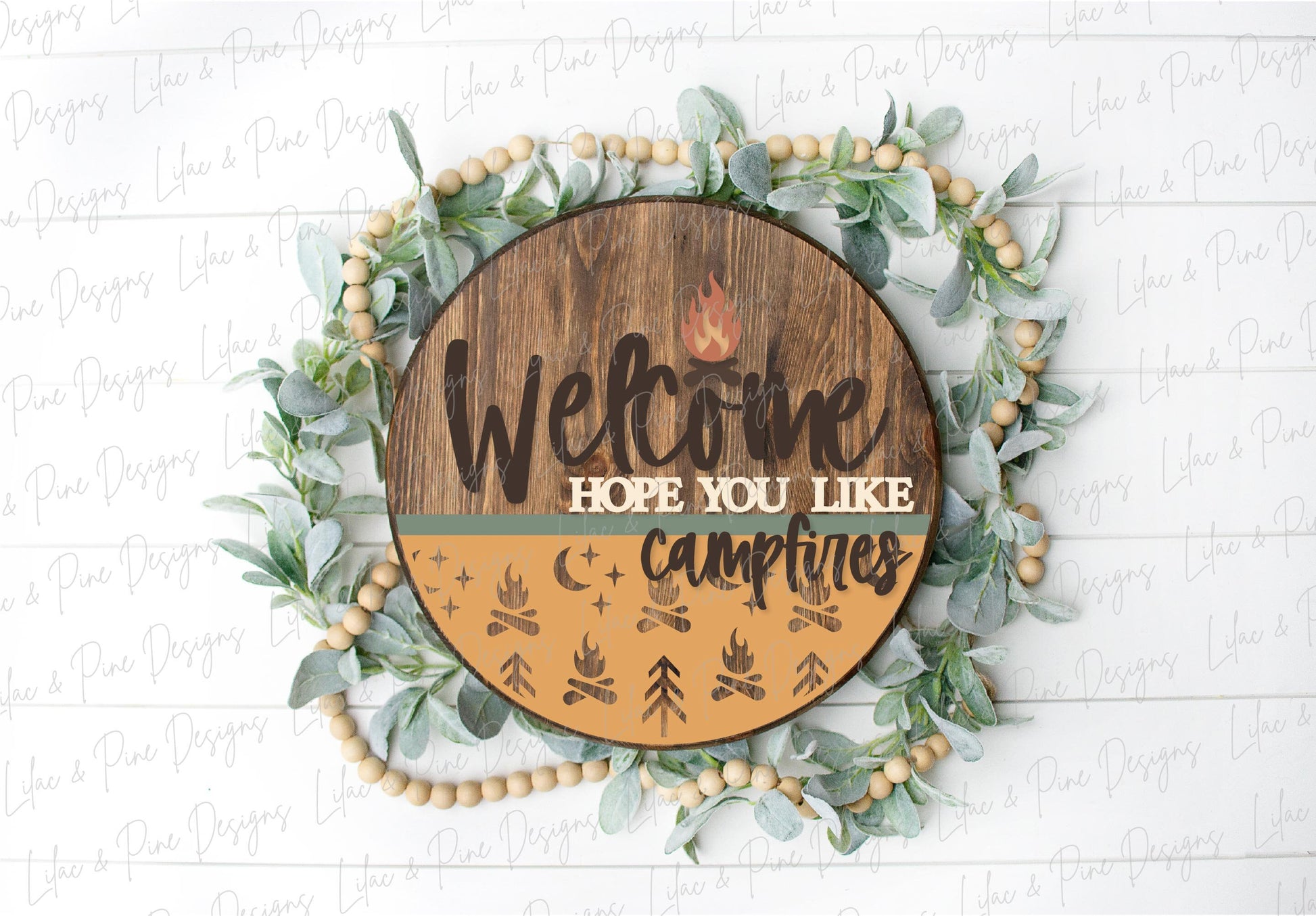 Summer Camping door hanger, Campground welcome sign SVG, campfire laser design, Cabin decor, lake house sign, Glowforge SVG, laser cut file