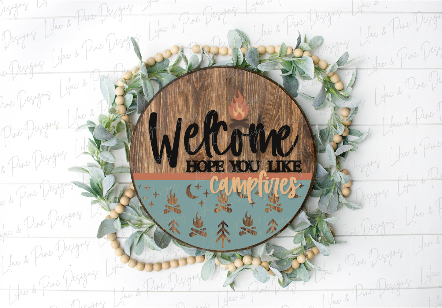 Summer Camping door hanger, Campground welcome sign SVG, campfire laser design, Cabin decor, lake house sign, Glowforge SVG, laser cut file