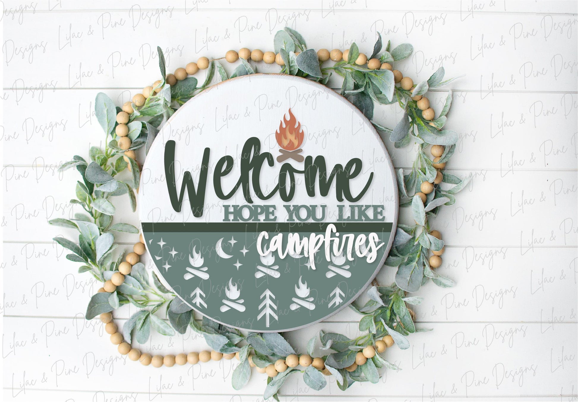 Summer Camping door hanger, Campground welcome sign SVG, campfire laser design, Cabin decor, lake house sign, Glowforge SVG, laser cut file