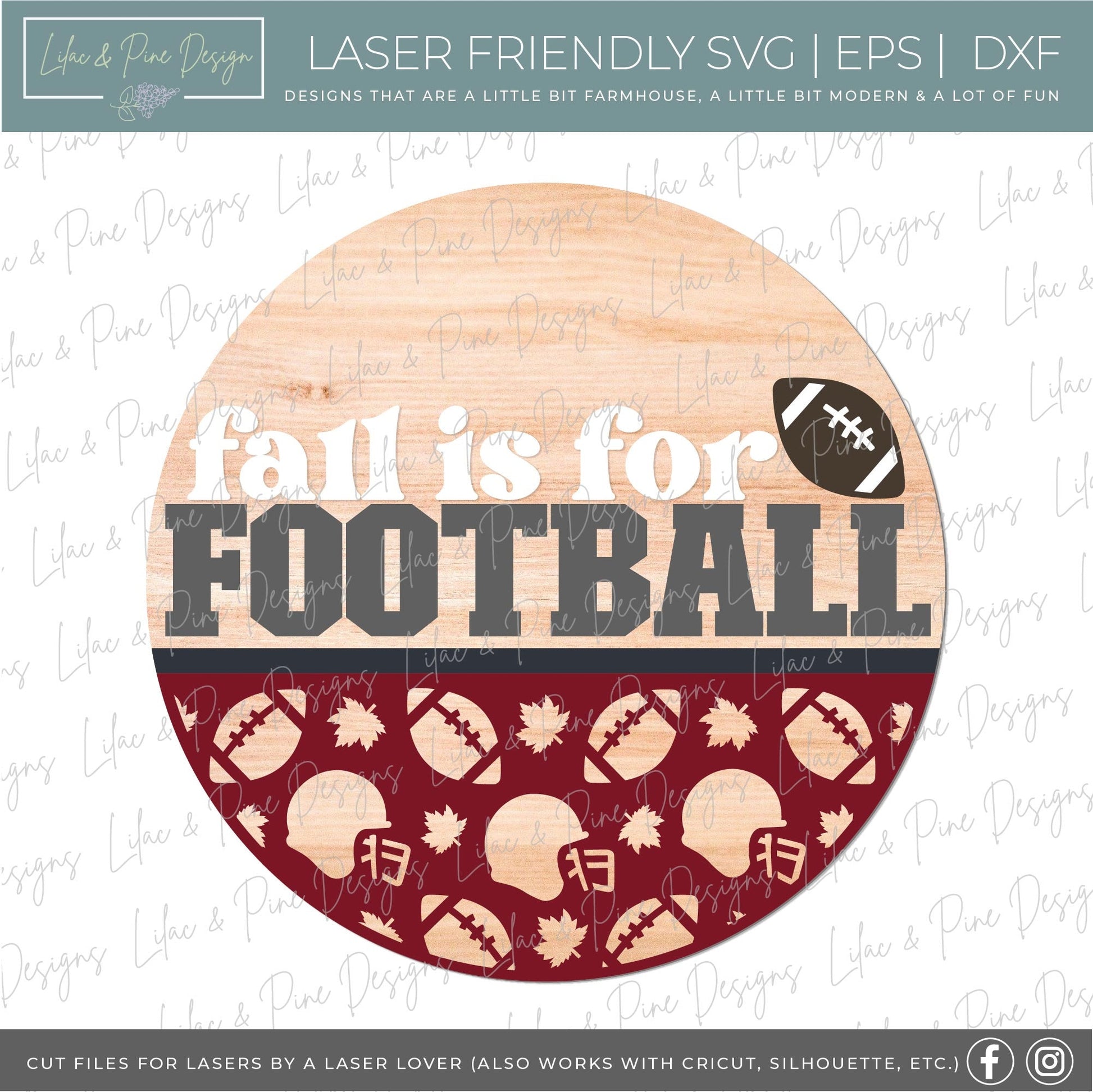 Fall is for football SVG, Football welcome sign SVG, fall door hanger, football porch sign SVG, football gift, Glowforge svg, laser cut file