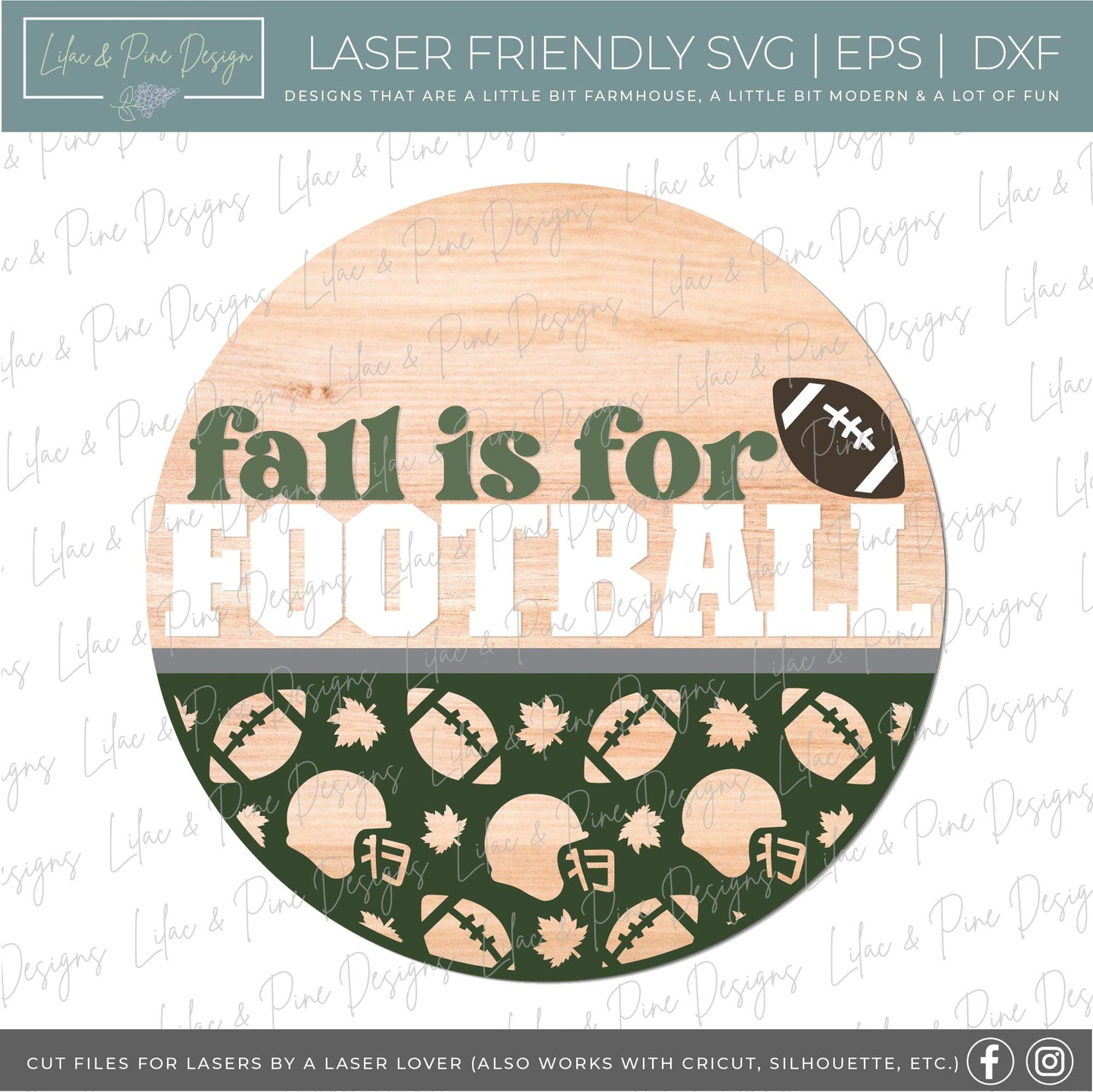 Fall is for football SVG, Football welcome sign SVG, fall door hanger, football porch sign SVG, football gift, Glowforge svg, laser cut file