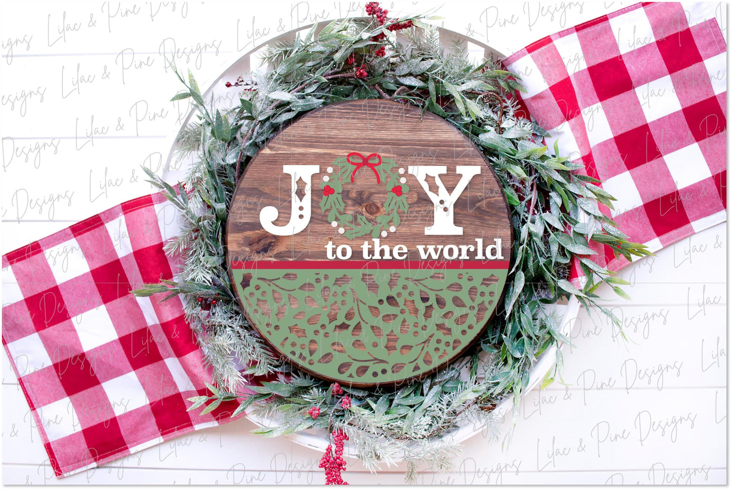 Joy welcome sign SVG, Christmas door hanger, Joy door sign, holiday porch sign, Christmas decor, round sign, Glowforge SVG, laser cut file