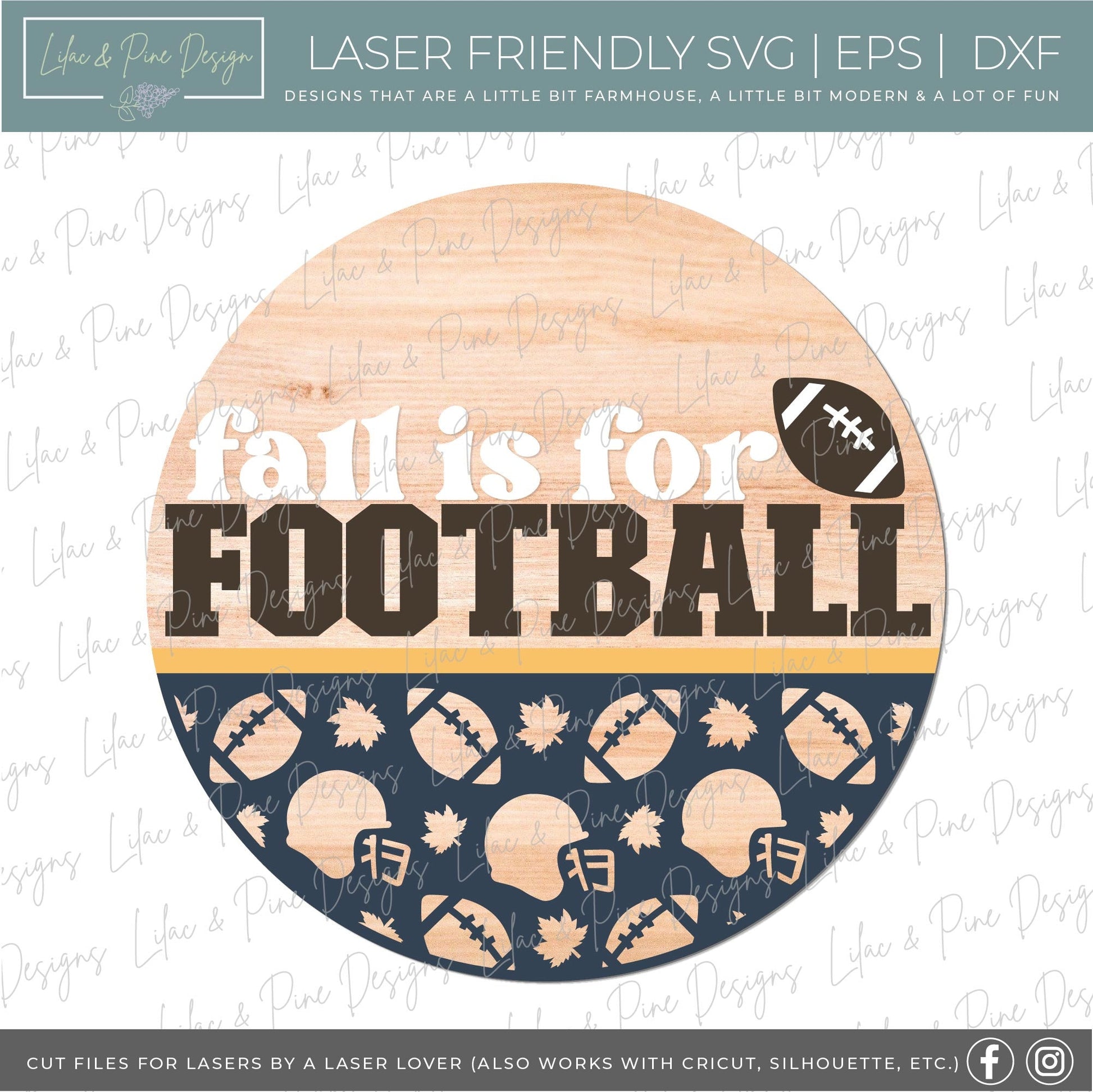 Fall is for football SVG, Football welcome sign SVG, fall door hanger, football porch sign SVG, football gift, Glowforge svg, laser cut file