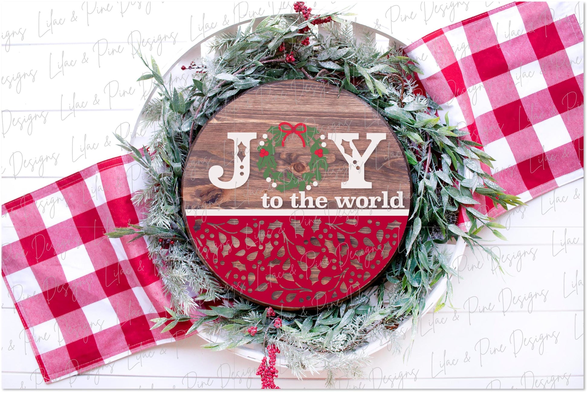 Joy welcome sign SVG, Christmas door hanger, Joy door sign, holiday porch sign, Christmas decor, round sign, Glowforge SVG, laser cut file