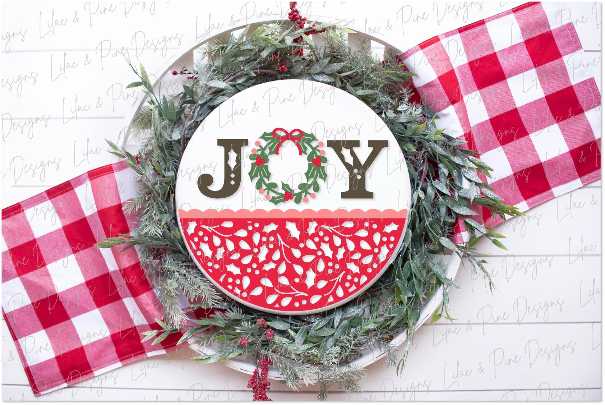 Joy welcome sign SVG, Christmas door hanger, Joy door sign, holiday porch sign, Christmas decor, round sign, Glowforge SVG, laser cut file