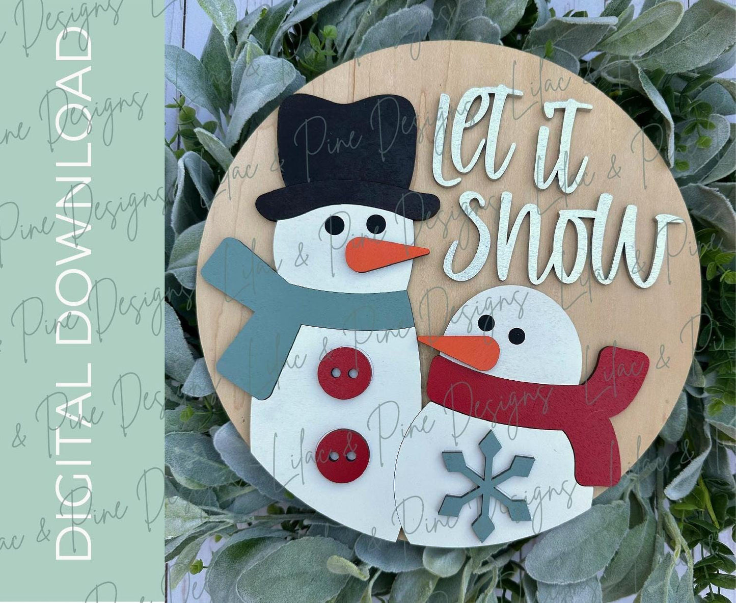 let it snow SVG, winter door hanger SVG, snowman welcome sign SVG, winter porch decor, snow friends sign, Glowforge Svg, laser cut file