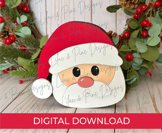 Chunky Sitting Santa Shelf Sitter SVG, Santa Claus laser cut file, Jolly old Saint Nick SVG, Christmas decor, Glowforge Svg, laser cut file