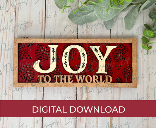 Joy to the World SVG, Pinecone and Pine SVG, Christmas decor SVG, Christmas Carol svg, Glowforge Svg, laser cut file, Christian svg