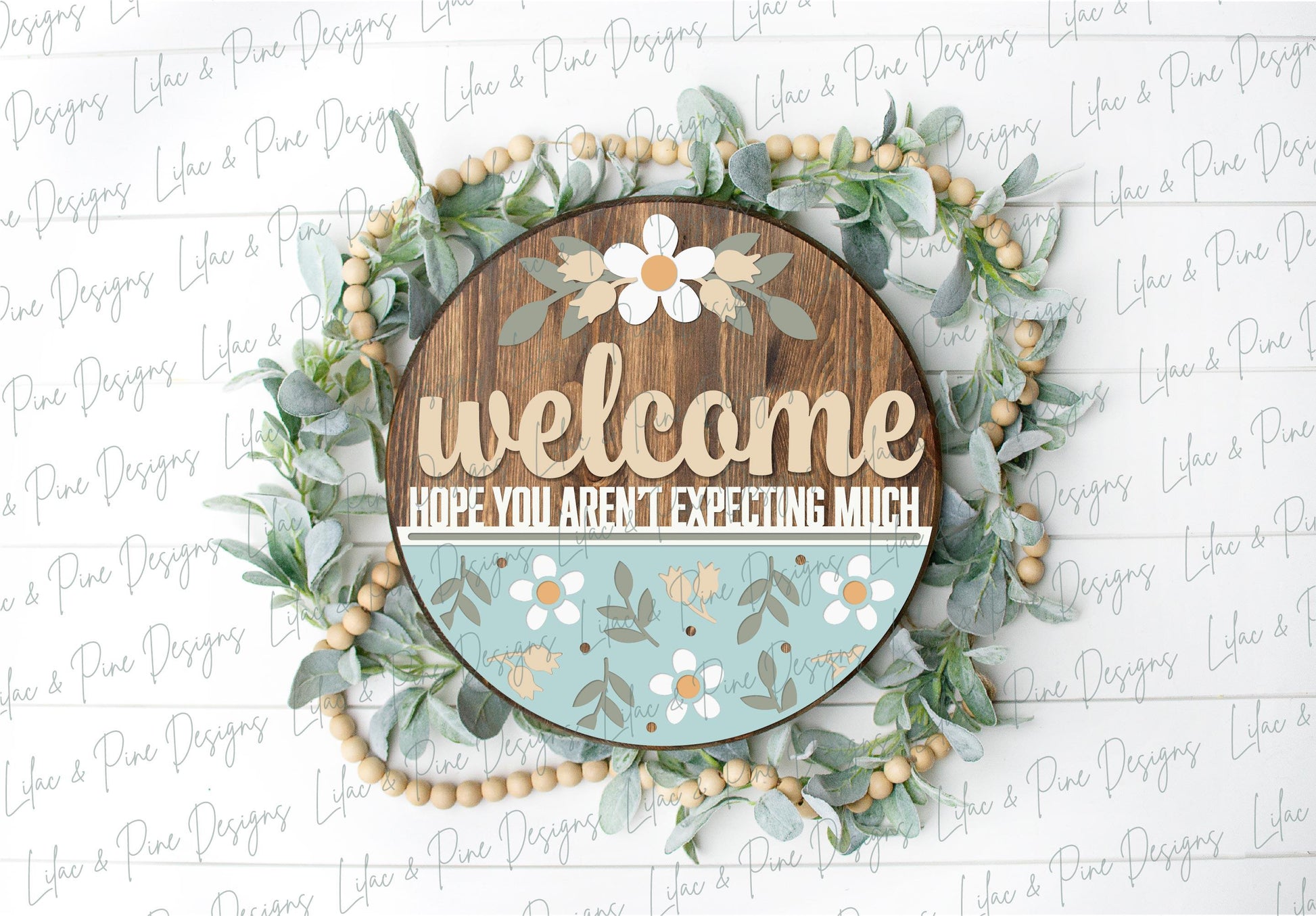 Snarky welcome door hanger SVG, funny round sign, floral welcome sign svg, everyday svg, paint party template, Glowforge Svg, laser cut file