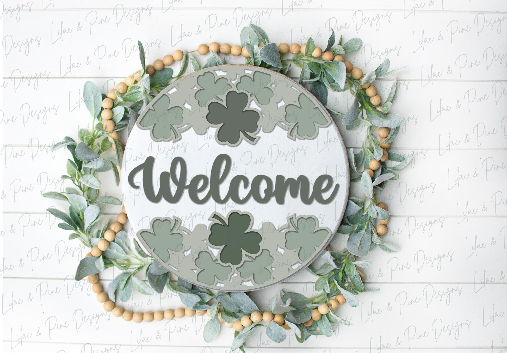 St Patricks Day door hanger SVG, Shamrock welcome sign, St Paddys Day SVG, St Pattys day door sign, Glowforge, laser cut file, Cricut SVG