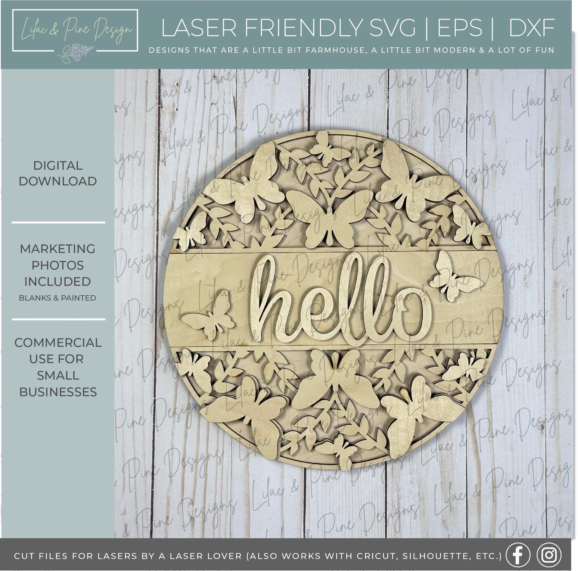 hello butterfly door hanger SVG, butterfly welcome, home sweet home sign SVG, Glowforge Svg, laser cut file, Cricut SVG, digital download