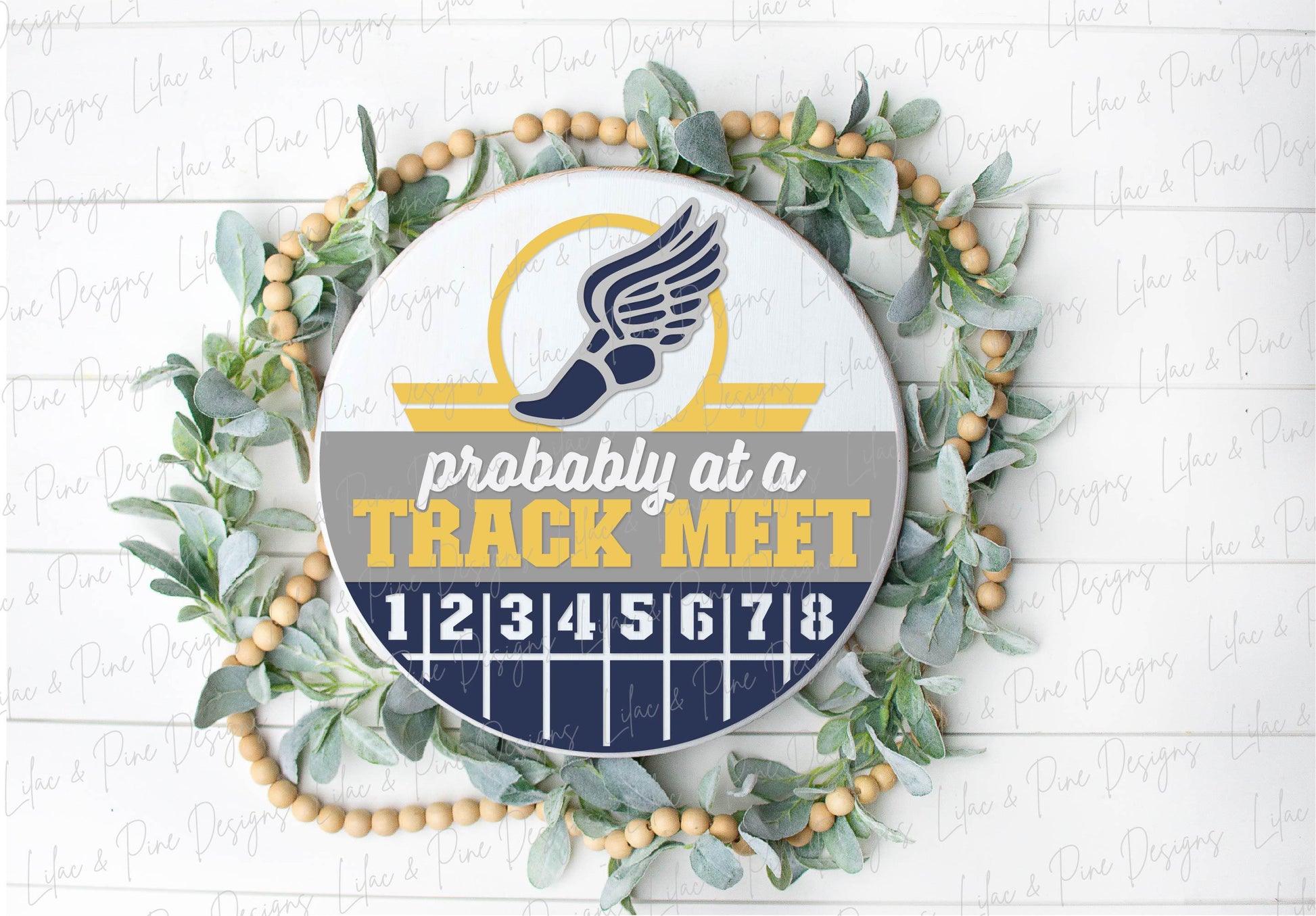 track and field family door hanger SVG, track meet welcome sign SVG, spring sports round sign, Glowforge Svg, laser cut file, Cricut SVG