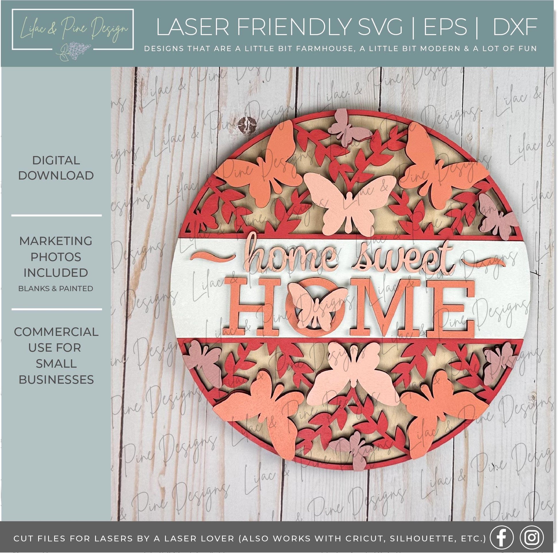 hello butterfly door hanger SVG, butterfly welcome, home sweet home sign SVG, Glowforge Svg, laser cut file, Cricut SVG, digital download