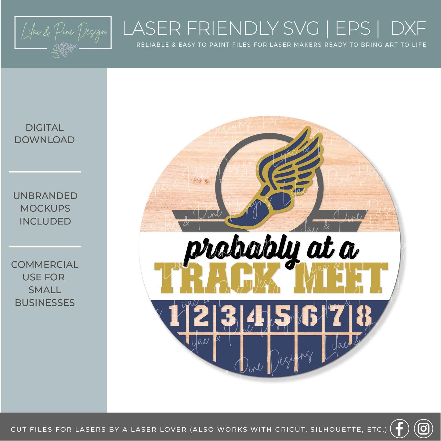 track and field family door hanger SVG, track meet welcome sign SVG, spring sports round sign, Glowforge Svg, laser cut file, Cricut SVG