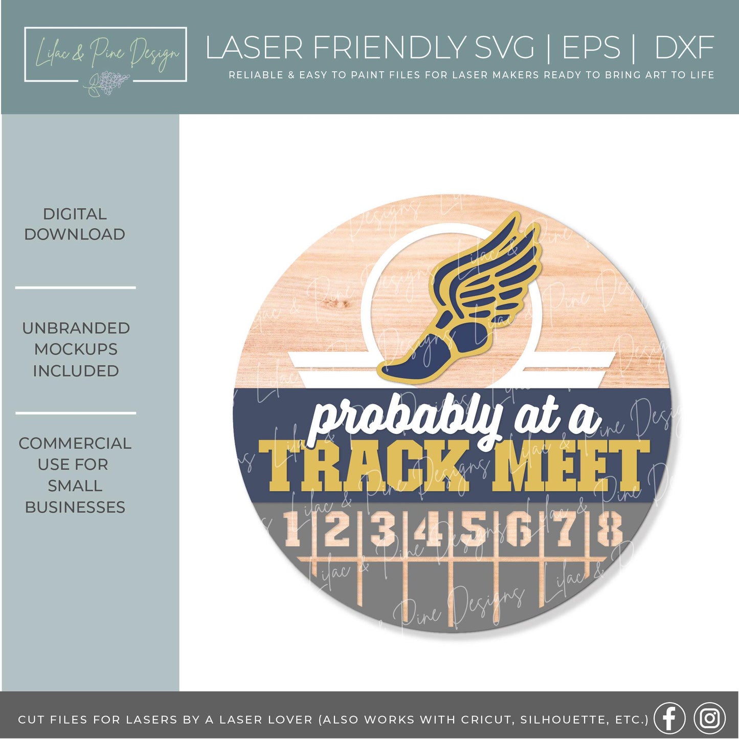 track and field family door hanger SVG, track meet welcome sign SVG, spring sports round sign, Glowforge Svg, laser cut file, Cricut SVG