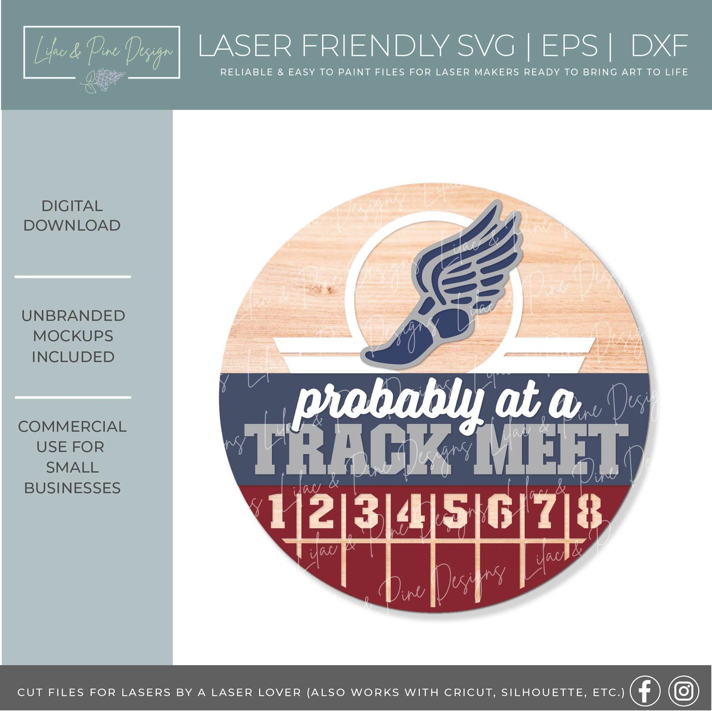 track and field family door hanger SVG, track meet welcome sign SVG, spring sports round sign, Glowforge Svg, laser cut file, Cricut SVG