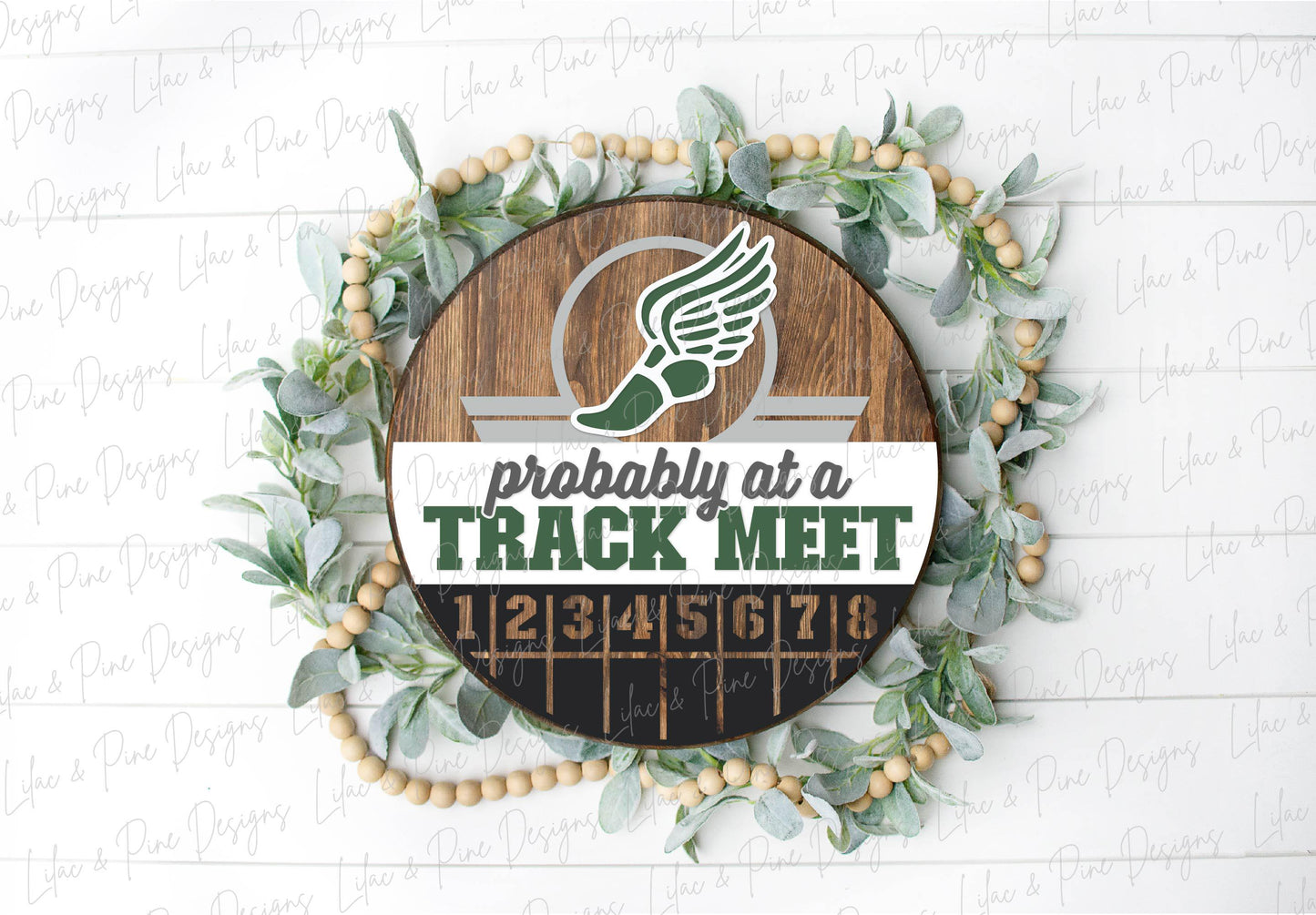 track and field family door hanger SVG, track meet welcome sign SVG, spring sports round sign, Glowforge Svg, laser cut file, Cricut SVG