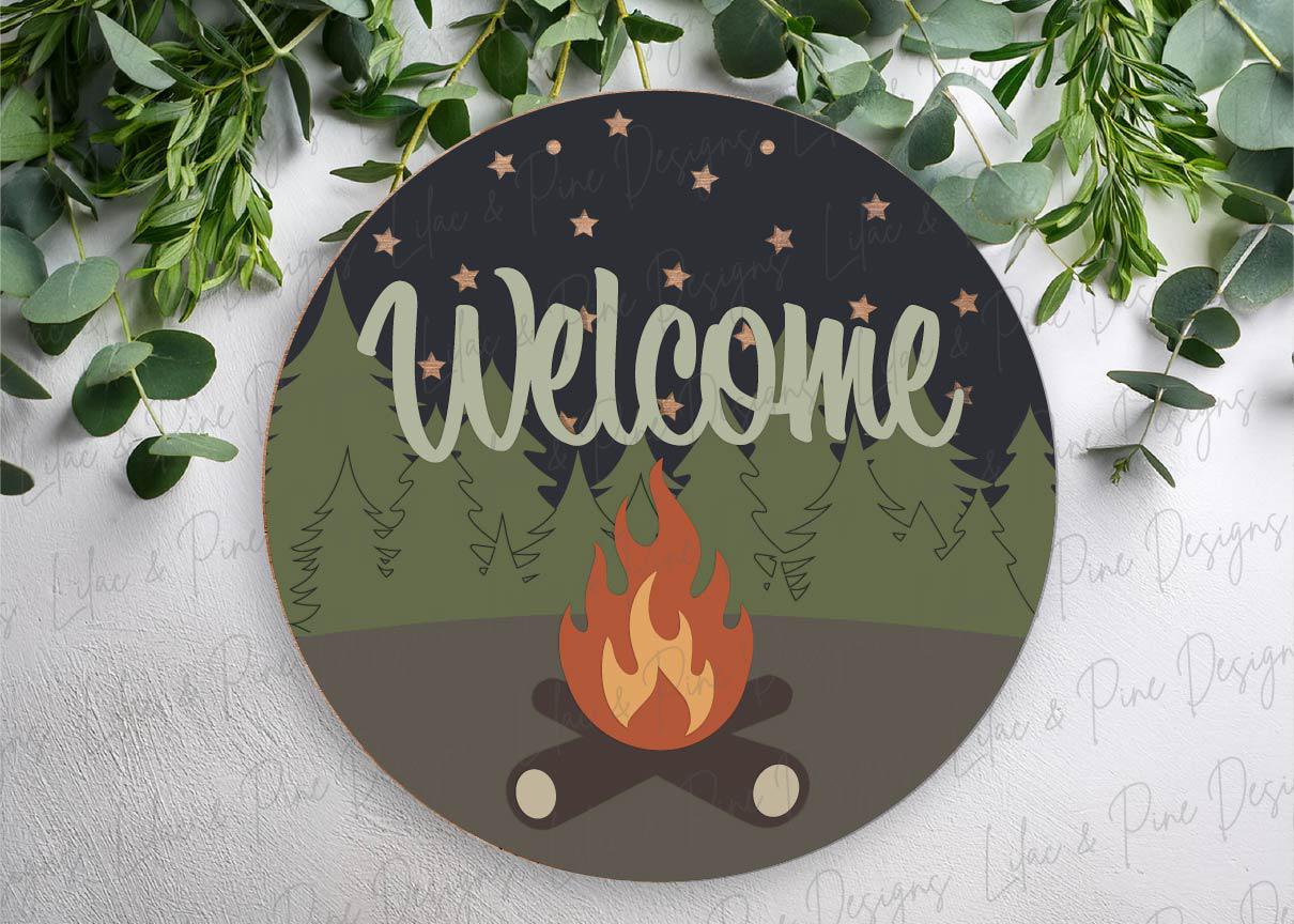 tent camping sign SVG, welcome camper sign, fire pit sign SVG, campfire svg, Glowforge Svg, laser cut file, Cricut SVG, digital download