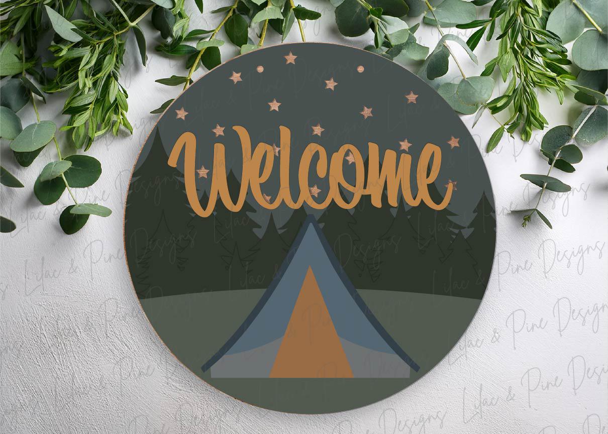 tent camping sign SVG, welcome camper sign, fire pit sign SVG, campfire svg, Glowforge Svg, laser cut file, Cricut SVG, digital download