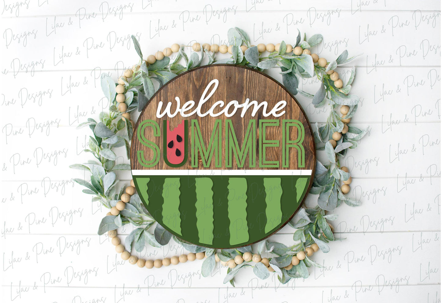 Watermelon door hanger SVG, welcome summer sign svg, cute watermelon decor SVG, digital download, Glowforge, laser cut file, Cricut SVG