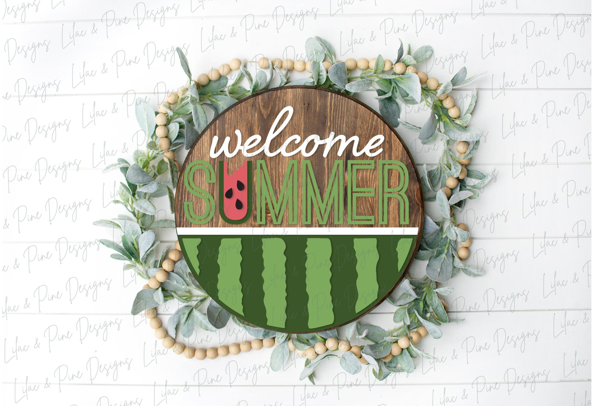 Watermelon door hanger SVG, welcome summer sign svg, cute watermelon decor SVG, digital download, Glowforge, laser cut file, Cricut SVG
