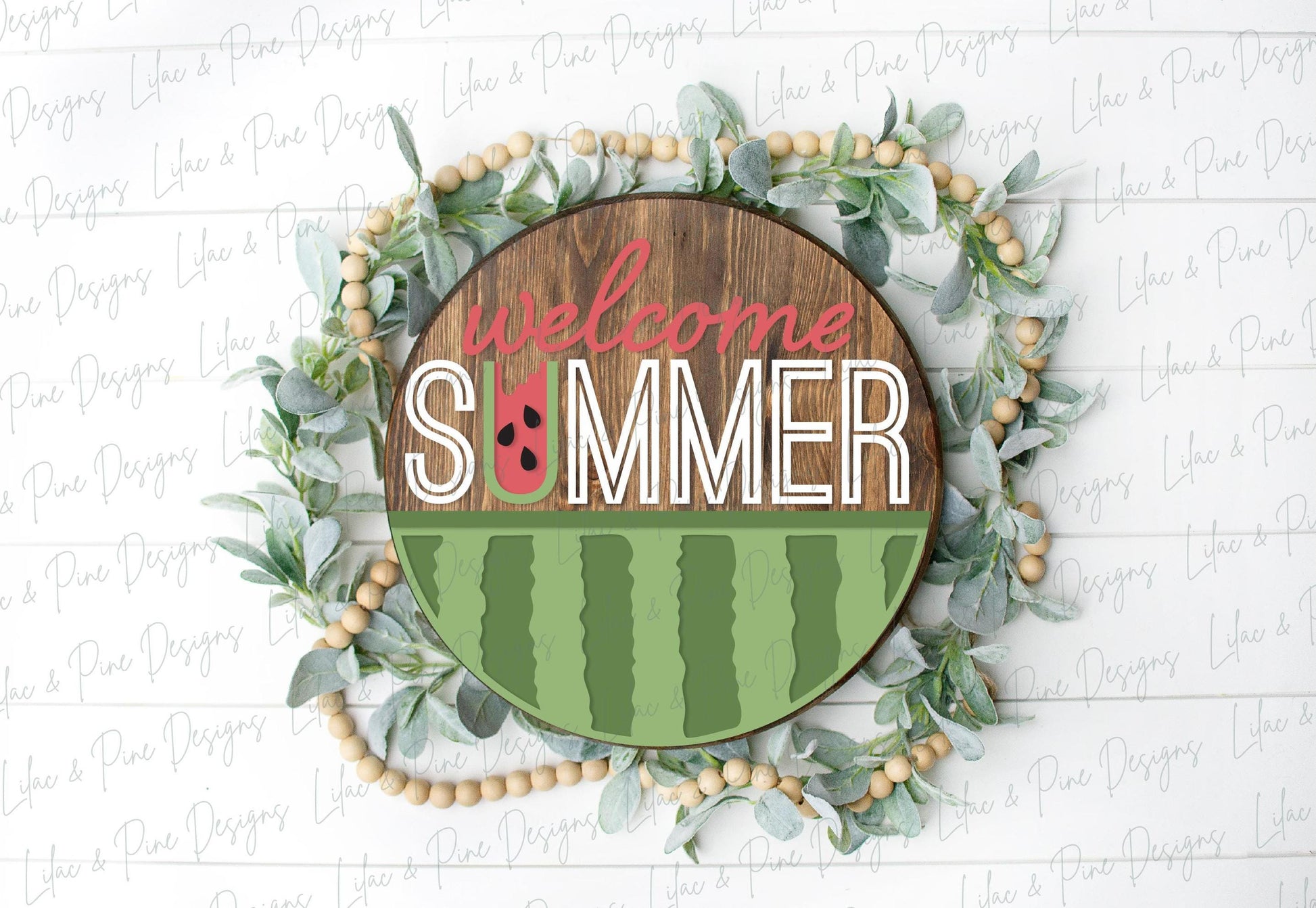 Watermelon door hanger SVG, welcome summer sign svg, cute watermelon decor SVG, digital download, Glowforge, laser cut file, Cricut SVG