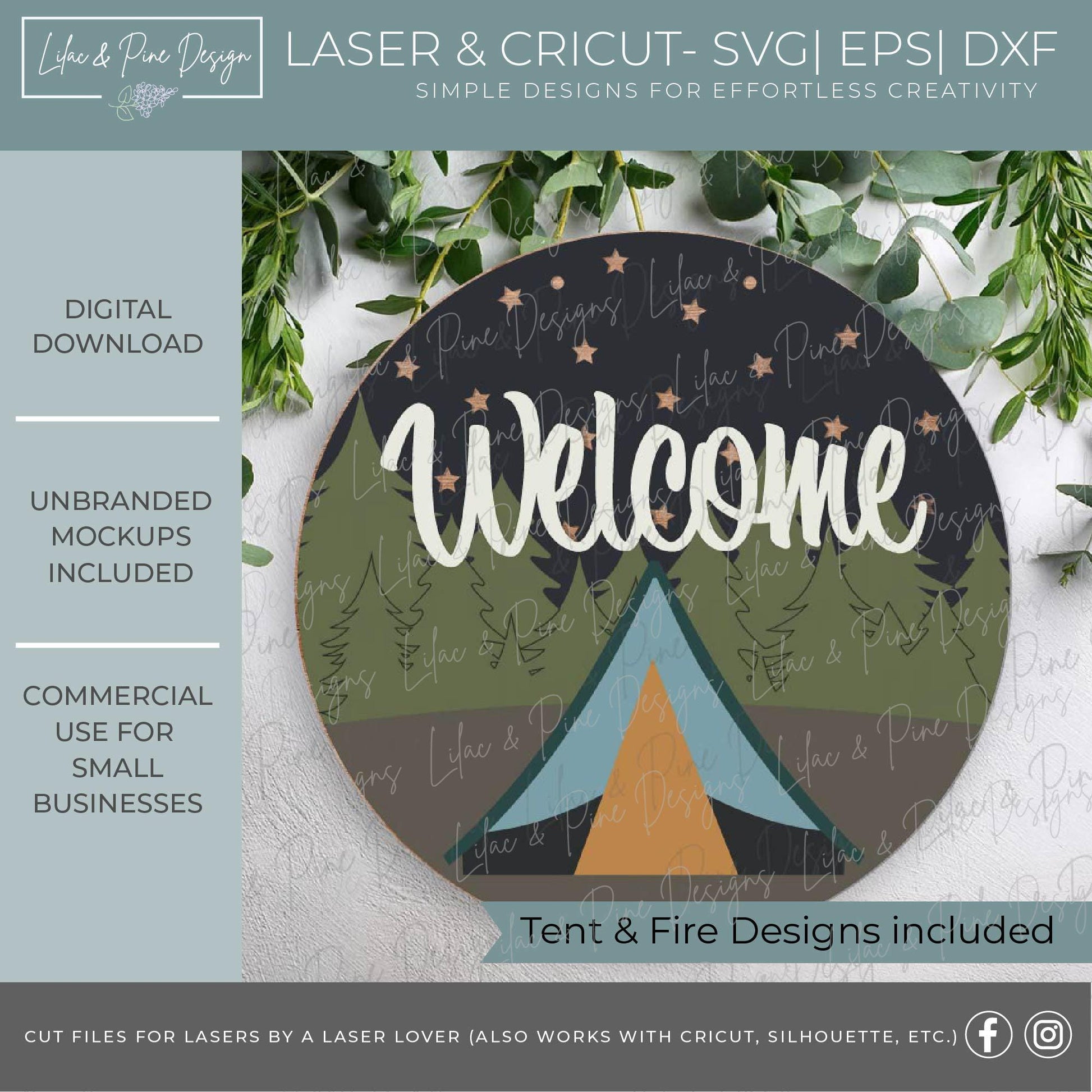 tent camping sign SVG, welcome camper sign, fire pit sign SVG, campfire svg, Glowforge Svg, laser cut file, Cricut SVG, digital download