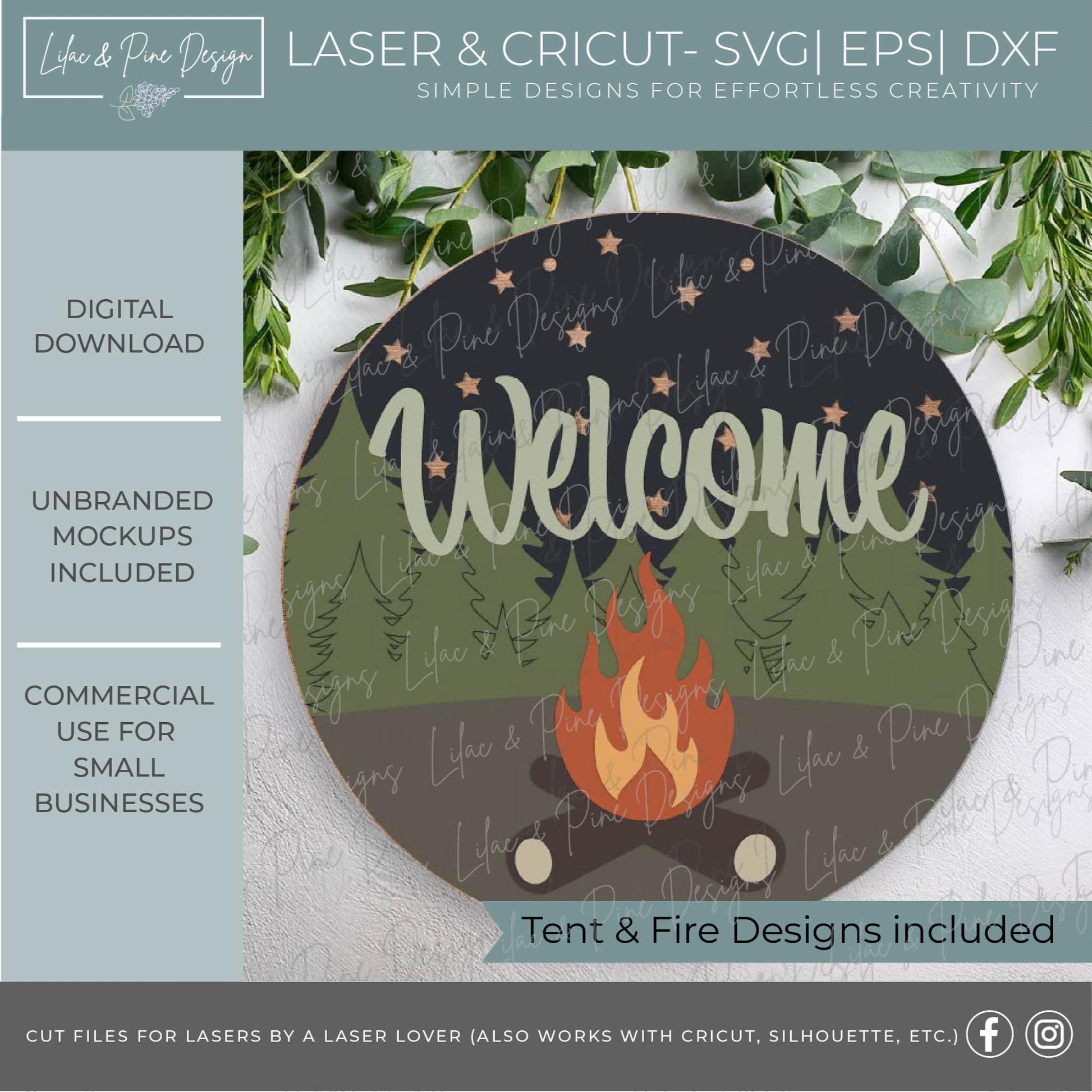 tent camping sign SVG, welcome camper sign, fire pit sign SVG, campfire svg, Glowforge Svg, laser cut file, Cricut SVG, digital download