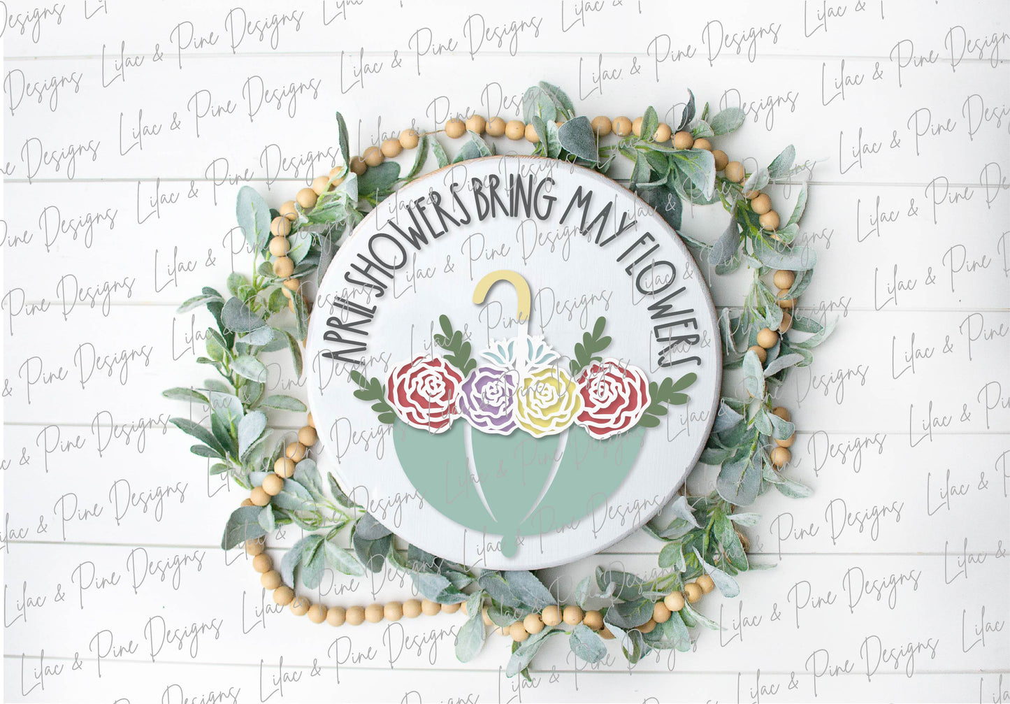 April showers bring may flowers SVG, Spring round porch sign