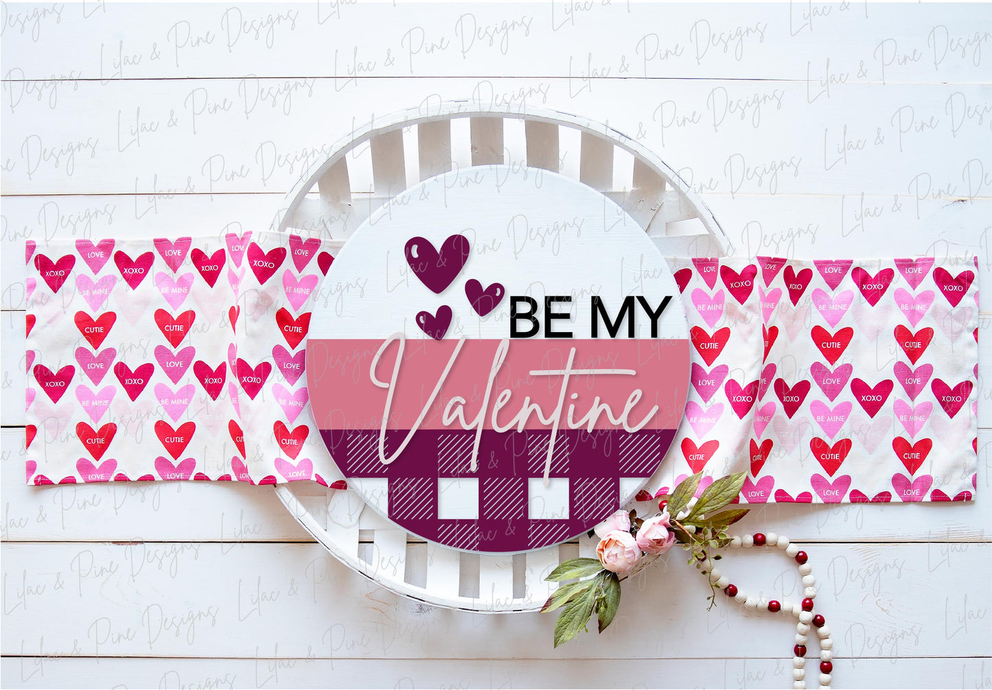 Be My Valentine SVG, Valentine plaid door round SVG, laser cut file