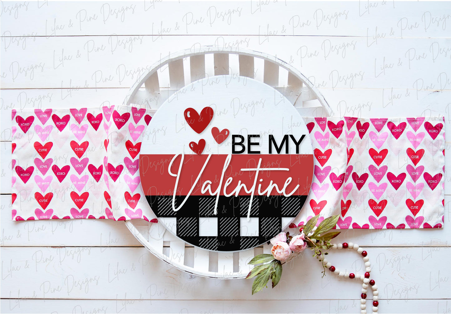 Be My Valentine SVG, Valentine plaid door round SVG, laser cut file