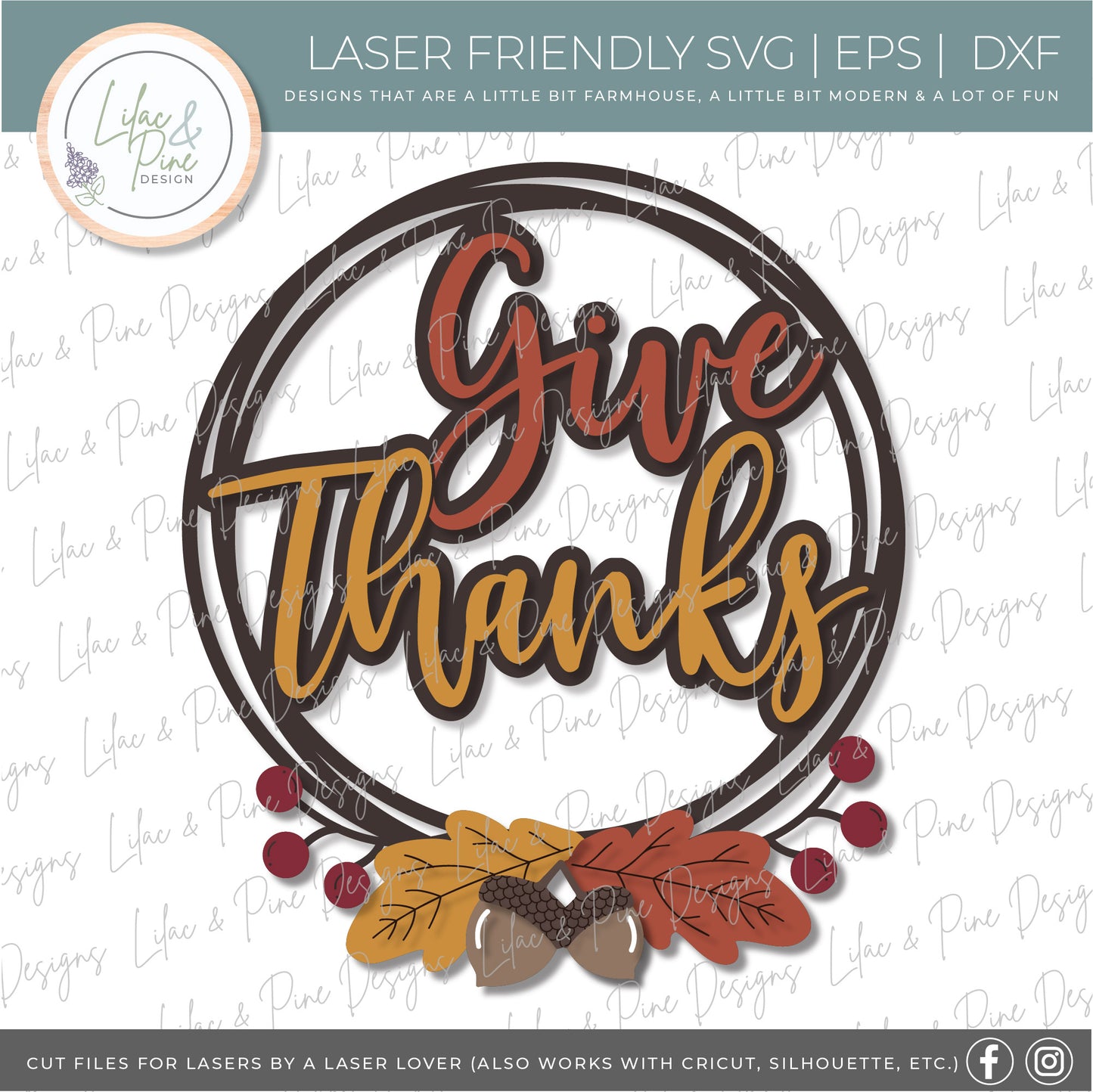 Give Thanks sign SVG, Fall sign SVG, Thanksgiving decor, Thanksgiving wreath SVG, fall leaves svg, acorn svg, Glowforge Svg, laser cut file