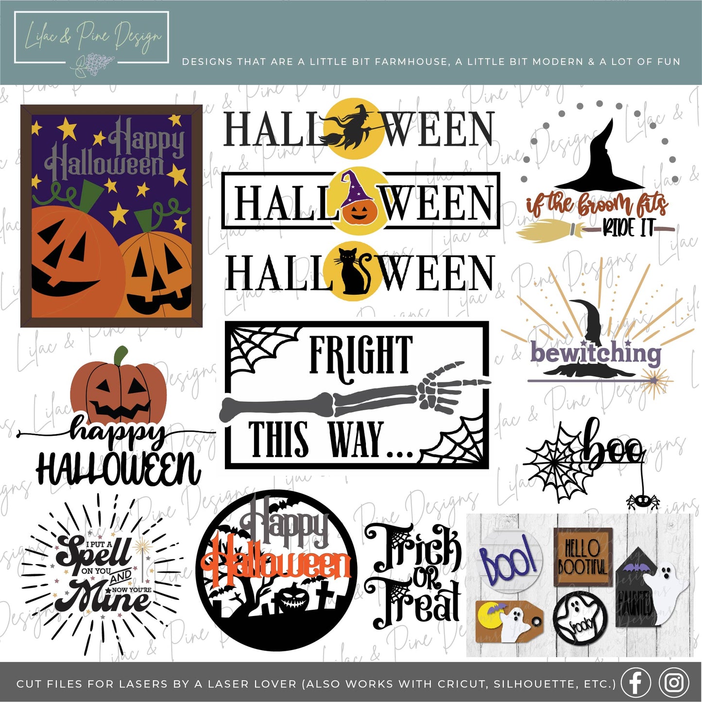 Complete Halloween Collection volume 1, 28 designs, Halloween SVG, Spooky SVG, Glowforge Svg, laser cut files