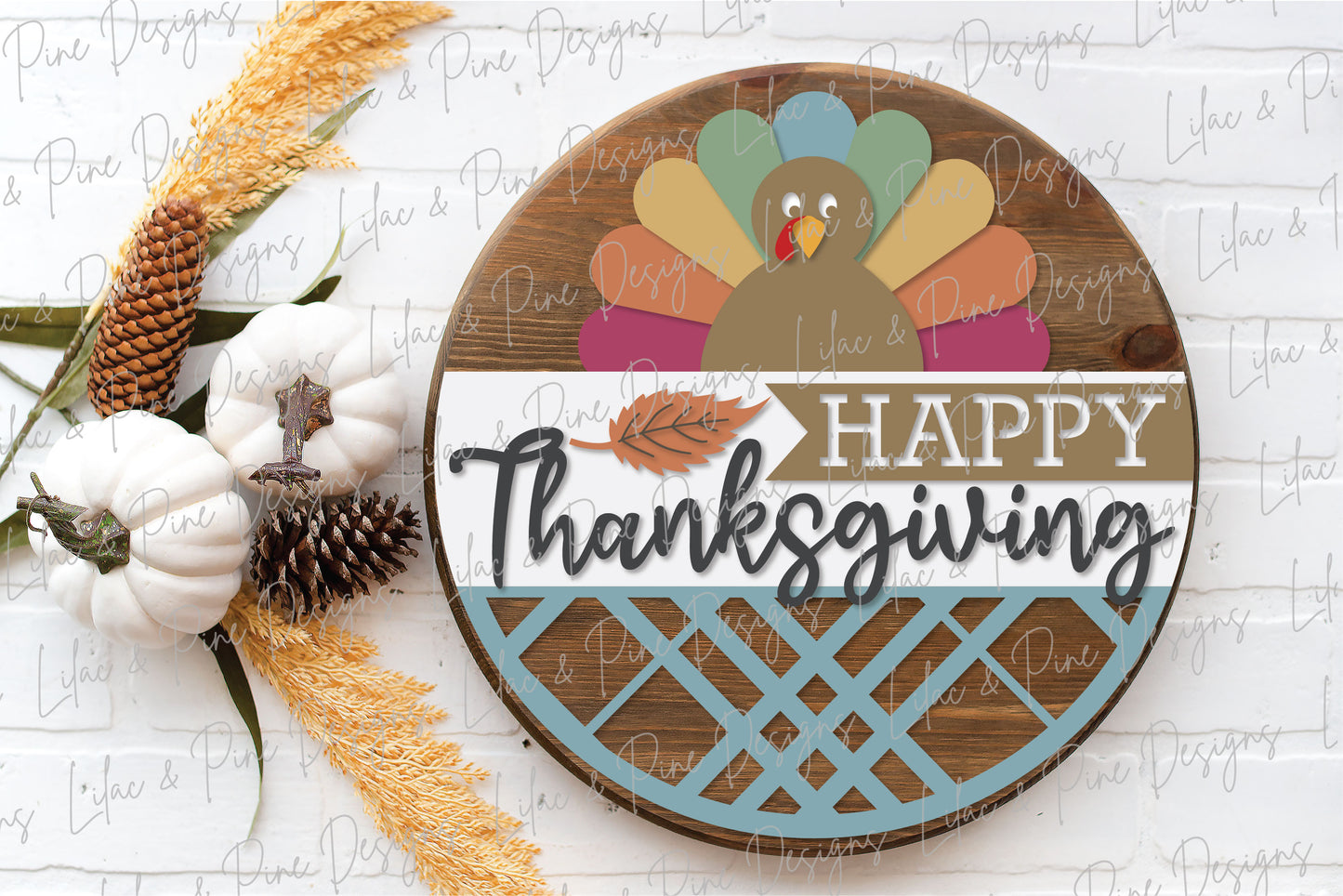 Happy Thanksgiving sign SVG, Thanksgiving round SVG, Fall Welcome, Turkey porch decor svg, Gobble SVG, Glowforge Svg, laser cut file