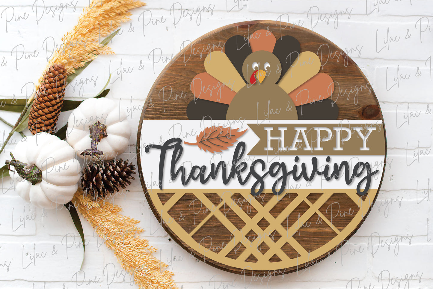 Happy Thanksgiving sign SVG, Thanksgiving round SVG, Fall Welcome, Turkey porch decor svg, Gobble SVG, Glowforge Svg, laser cut file