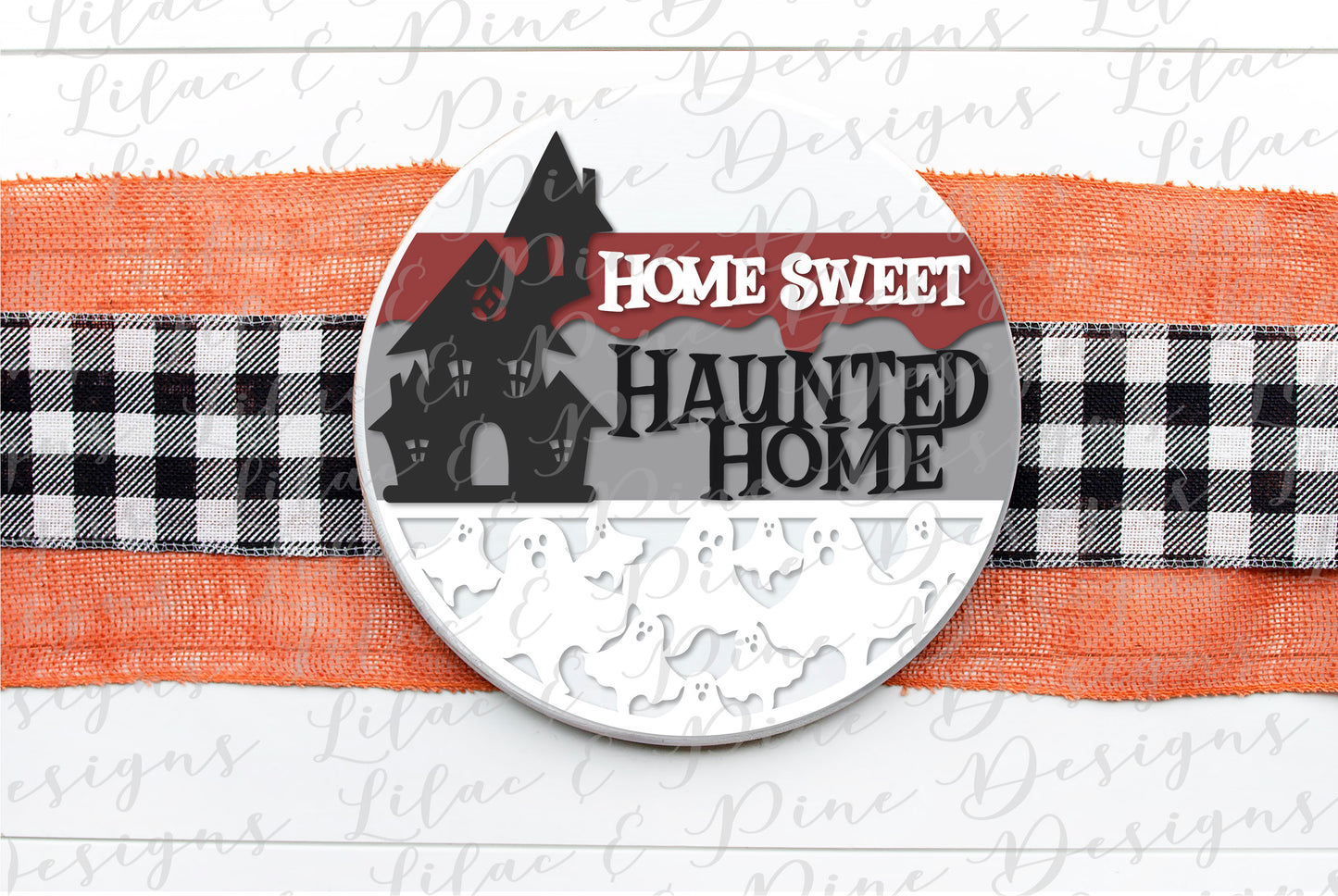 Home Sweet Haunted Home Sign SVG, Halloween Welcome SVG, Spooky SVG, Ghost SVG, Haunted House Door Round, Happy Halloween SVG, Halloween decor, laser cut file, Glowforge SVG