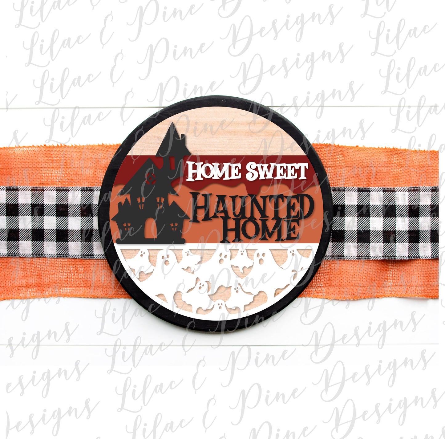 Home Sweet Haunted Home Sign SVG, Halloween Welcome SVG, Spooky SVG, Ghost SVG, Haunted House Door Round, Happy Halloween SVG, Halloween decor, laser cut file, Glowforge SVG