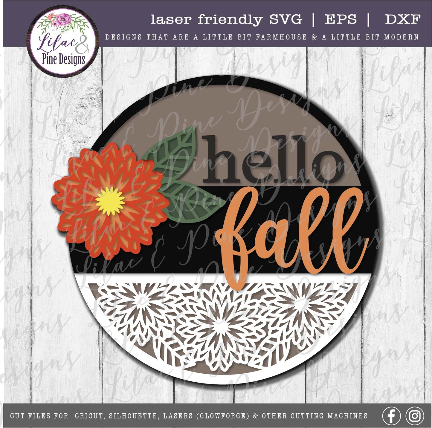 Hello Fall sign SVG, Fall Mums SVG, fall floral SVG, porch decor sign, Glowforge SVG, laser cut file