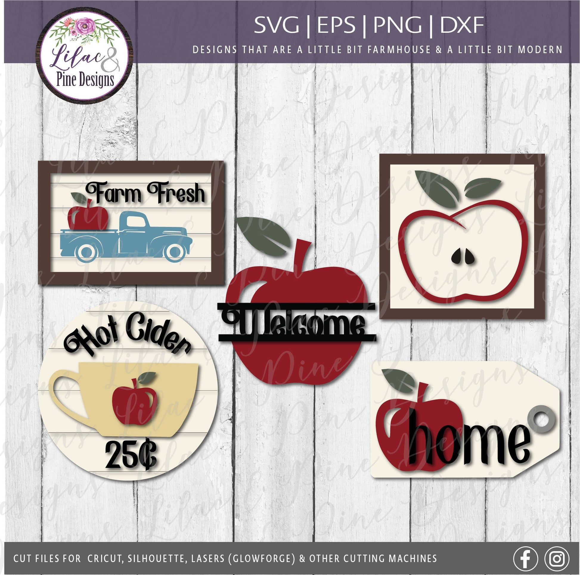 Apple Tier Tray SVG bundle, Apple Tiered Tray Sign Bundle SVG, Modern Farmhouse SVG,  Apple Svg, Glowforge file, Laser file, Fall Svg