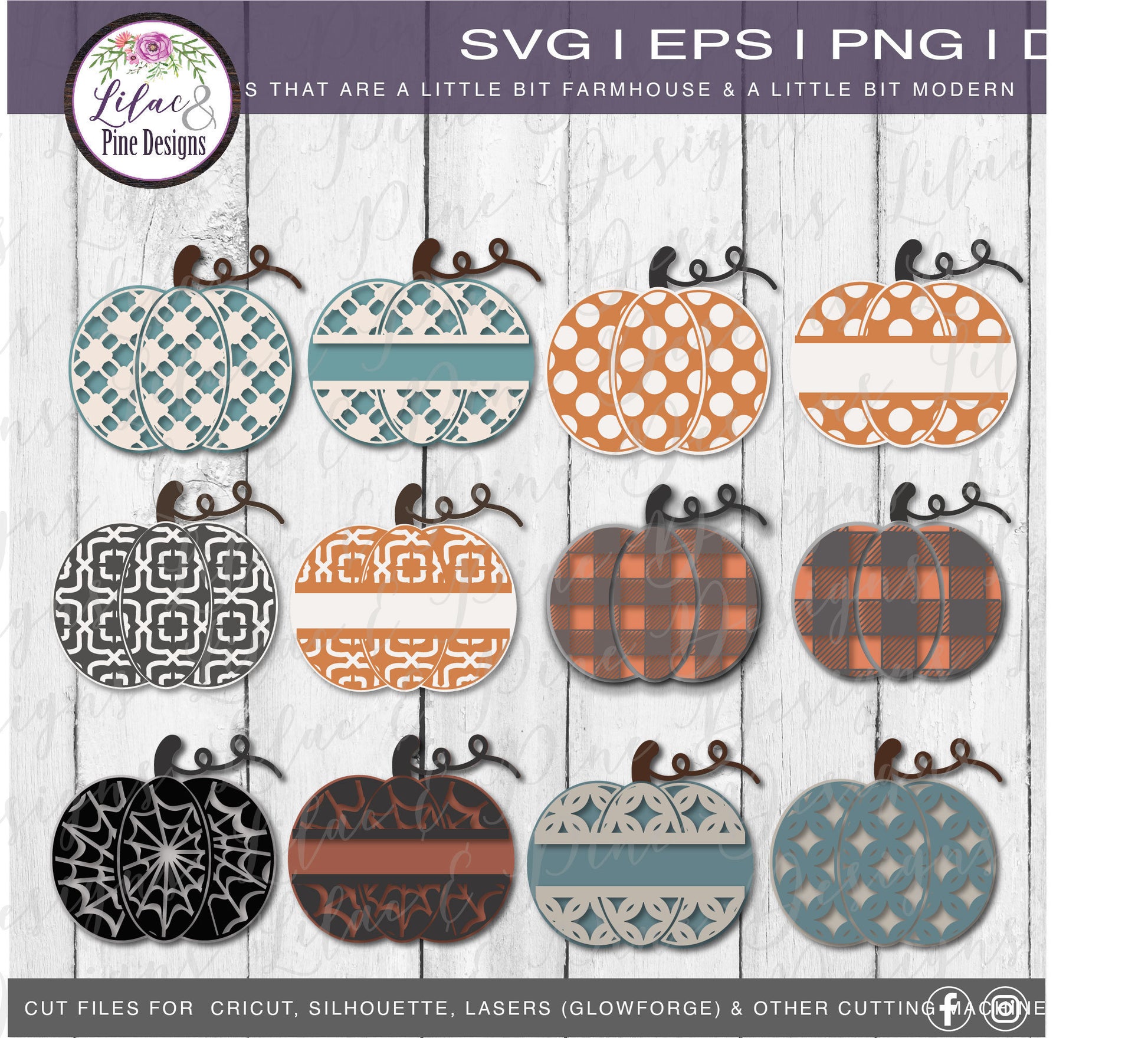 Patterned pumpkin bundle SVG, Pumpkin monogram bundle SVG, Patterned Fall cut files, Pumpkin decor Svg, Tier tray set, Glowforge laser file