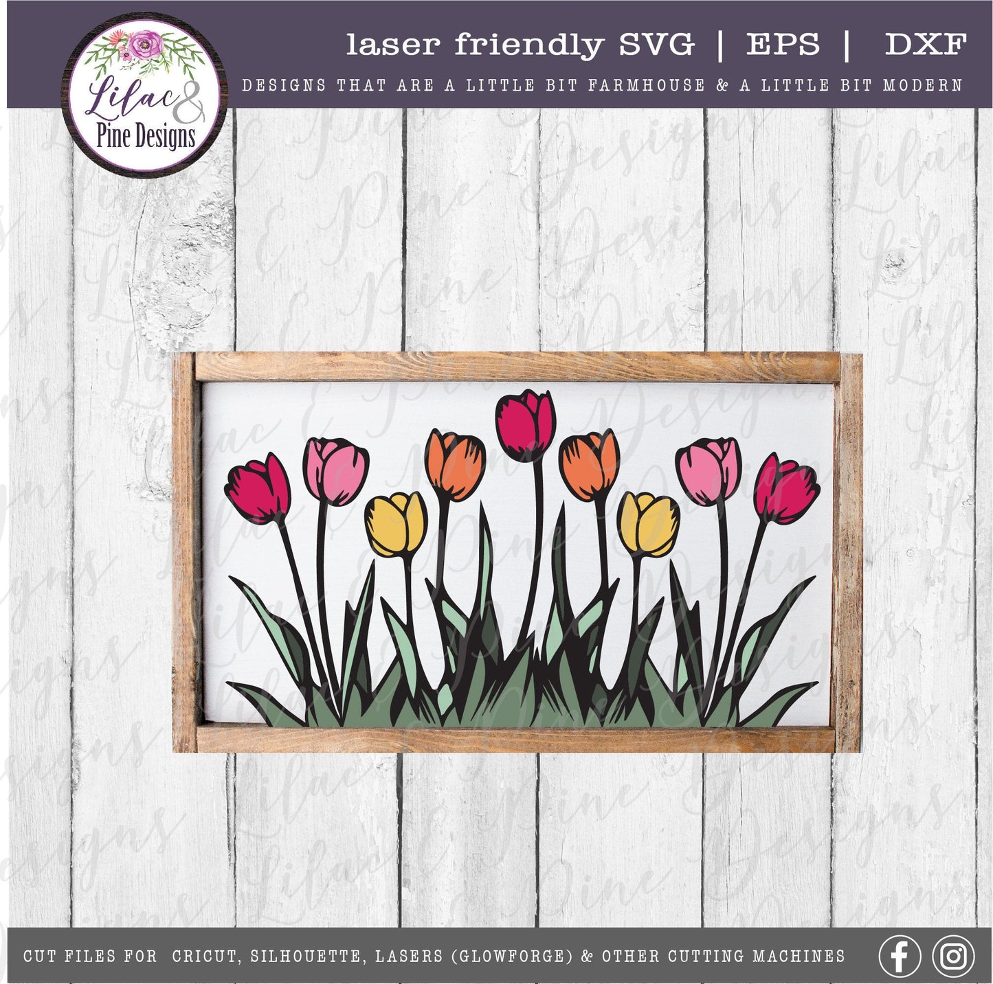 tulip garden SVG, spring floral decor SVG, tulips svg, flowers SVG, spring sign, farmhouse decor, Cricut svg, Glowforge Svg, laser cut file